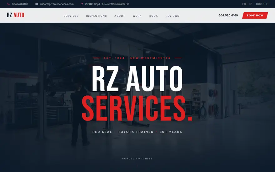 RZ Auto Services website